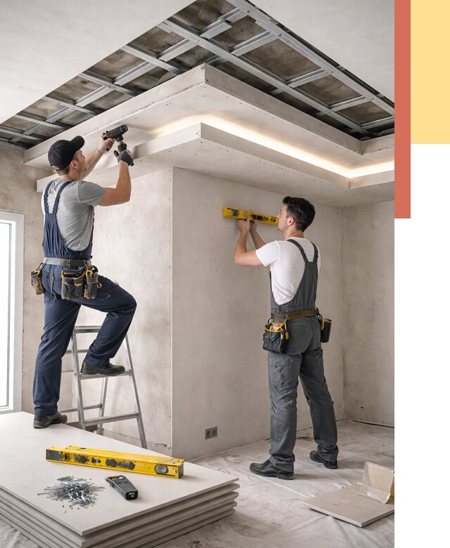 Двухуровневый потолок из гипсокартона в Магадане от 1482 руб. под ключ | ОТДЕЛОЧНИК-Мгд