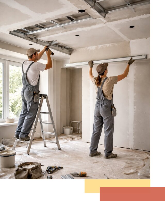 Монтаж многоуровневого потолка из гипсокартона в Магадане