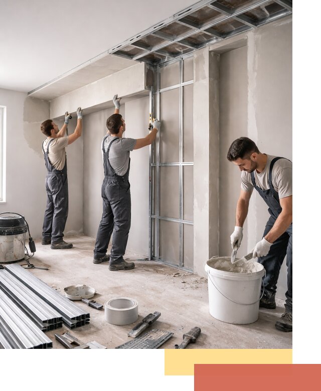 Монтаж потолка из гипсокартона с нишей в Магадане