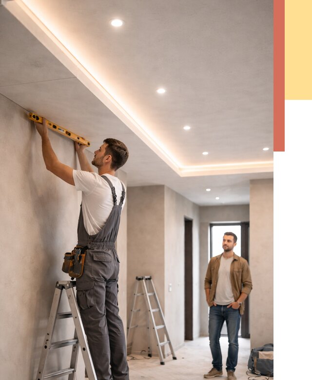 Потолок из гипсокартона с подсветкой в Магадане от 767 руб./м2 под ключ | ОТДЕЛОЧНИК-Мгд