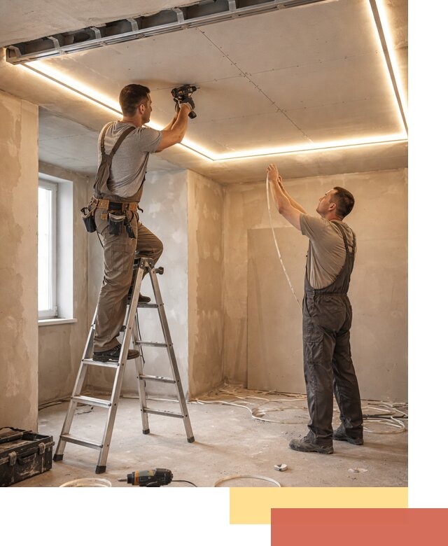 Потолок из гипсокартона с подсветкой в Магадане