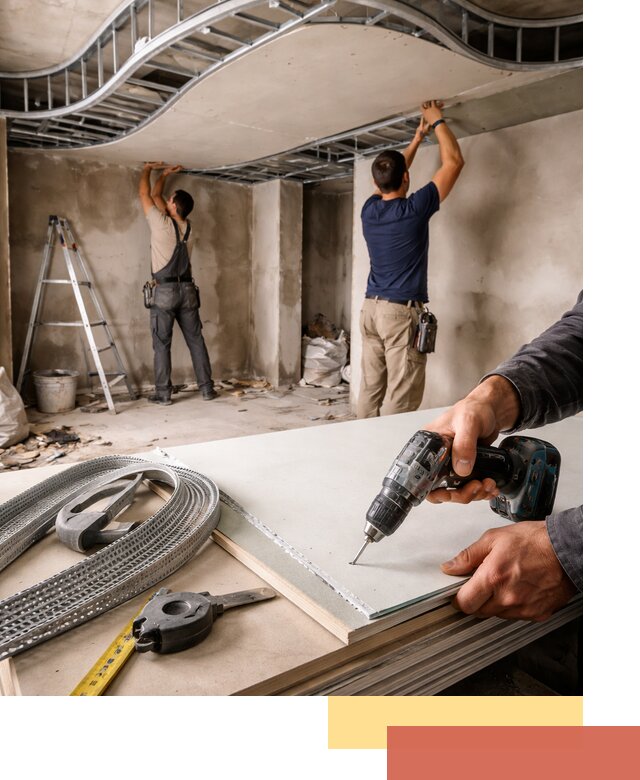 Криволинейный потолок из гипсокартона в Магадане — монтаж и отделка