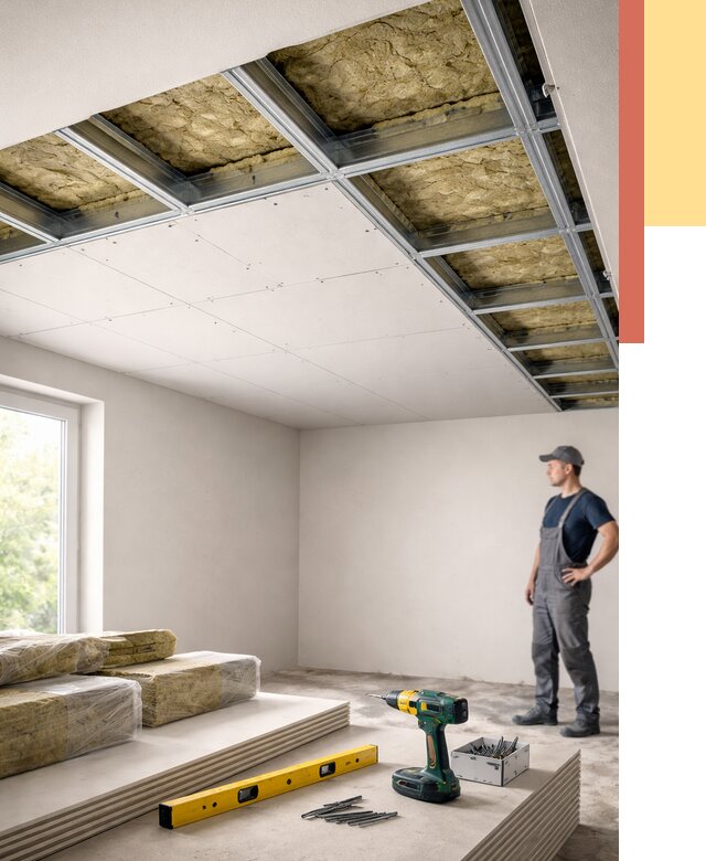 Звукоизоляция потолка ГКЛ в Магадане от 971 руб. — монтаж под ключ | ОТДЕЛОЧНИК-Мгд