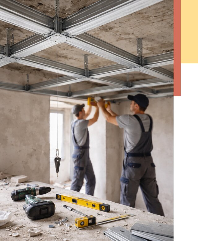 Монтаж каркаса потолка из профиля в Магадане от 4600 руб. — услуги ОТДЕЛОЧНИК-Мгд