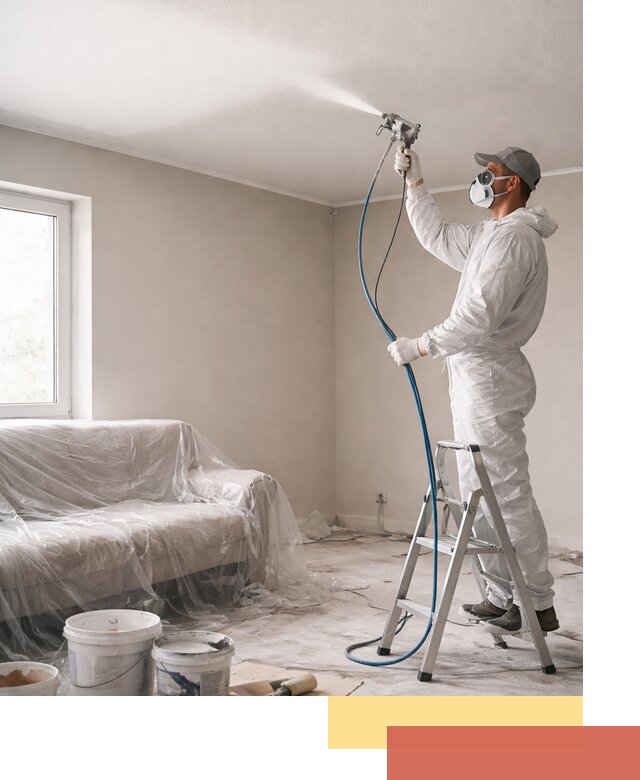 Покраска потолка краскопультом в Магадане быстро и качественно